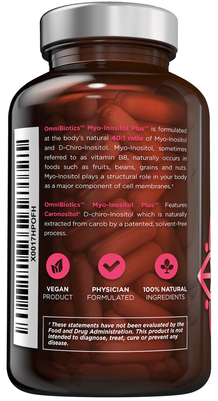 Myo-inositol supplement with D-chiro-inositol for PCOS and female reproductive health with 120 vegan capsules by OmniBiotics