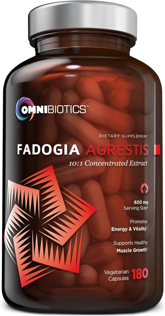 OmniBiotics Fadogia Agrestis Supplement 180 Vegan Capsules - 100% Standardized 10:1 Extract - Promotes Athletic Performance, Energy, Muscle Recovery & Growth - Natural Endurance Support