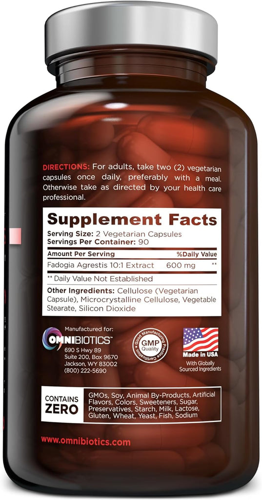 OmniBiotics Fadogia Agrestis Supplement 180 Vegan Capsules - 100% Standardized 10:1 Extract - Promotes Athletic Performance, Energy, Muscle Recovery & Growth - Natural Endurance Support