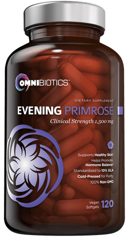 Organic evening primrose oil supplement with cold-pressed extract and 120 vegan capsules by OmniBiotics